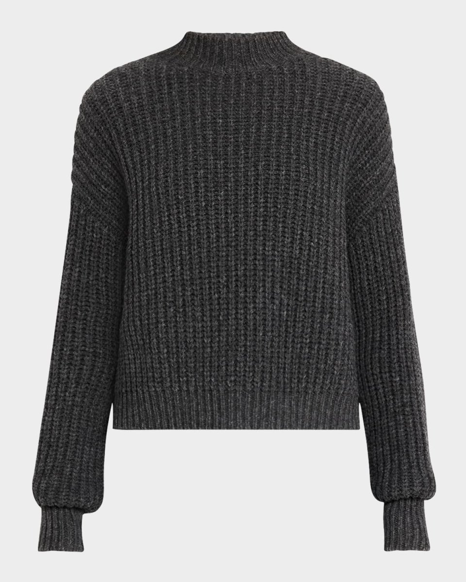 Ribbed Mock-Neck Fisherman Sweat